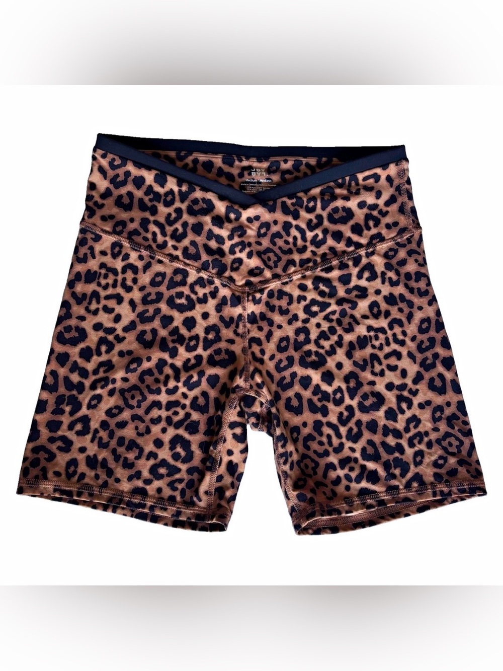 Joy Lab Women’s Leopard Print Biker Shorts Pull-On Stretch 5” Inseam Brown/Black